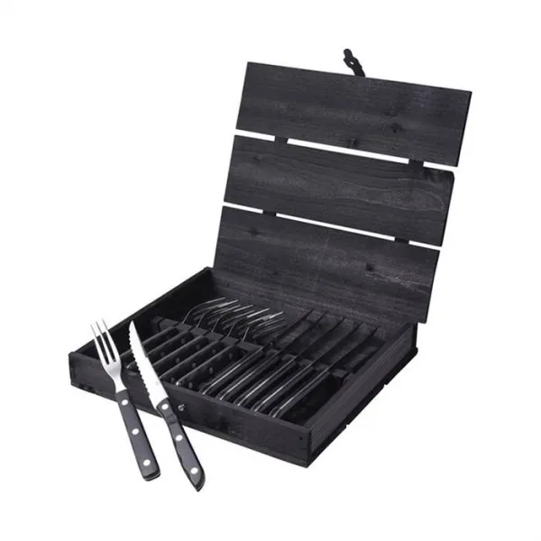 Gense Old farmer steak-/grill cutlery 12 pieces - Black/steel