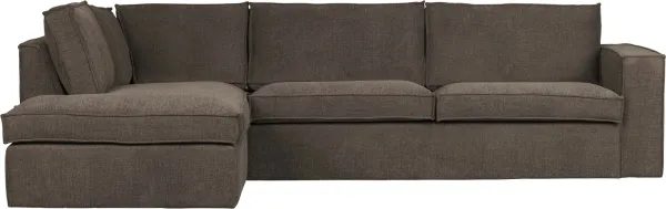 Freddie, corner sofa left, dark brown, H90x197x283 cm