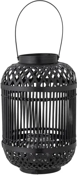 BLOOMINGVILLE Tilla Lantern w/Glass, Black, Bamboo