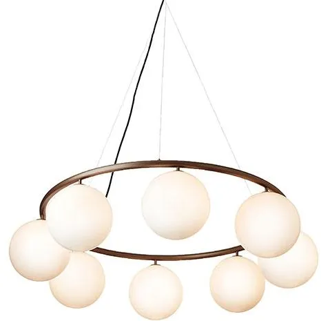 Nuura Miira 8 Circular Chandelier Dark Bronze/Opal White