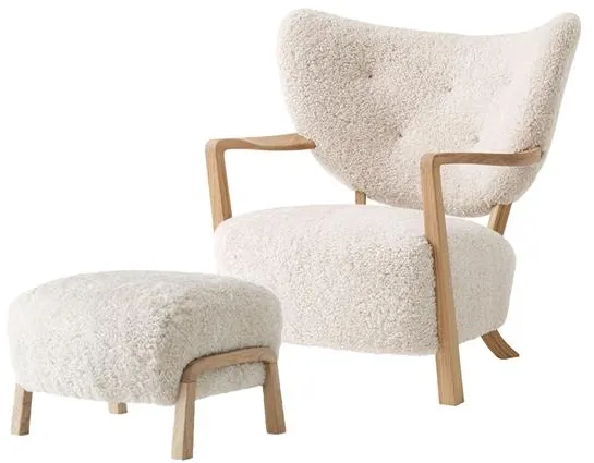 &Tradition Wulff ATD2 Armchair Sheepskin Moonlight/Oak Incl. ATD3 Footstool