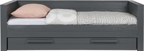 Dennis, Sofa bed, dark grey, H73x101x219 cm, pine